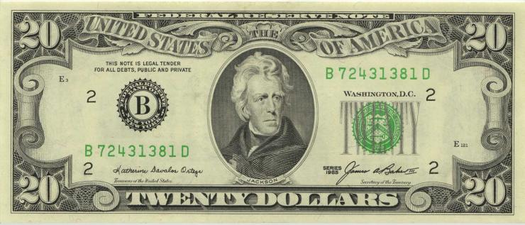 USA / United States P.477 20 Dollars 1985 (1) 