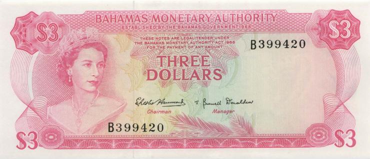 Bahamas P.28a 3 Dollars 1968 (1) 