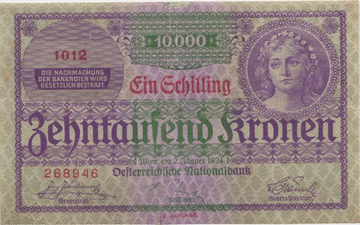 Österreich / Austria P.085 10.000 Kronen 1924 (2) 