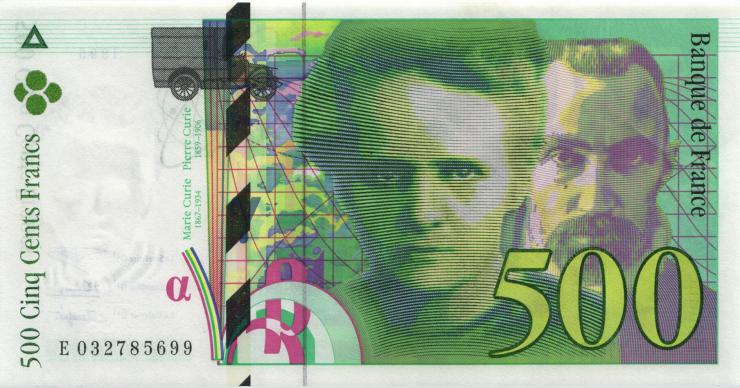 Frankreich / France P.160a 500 Francs 1995 (1) 