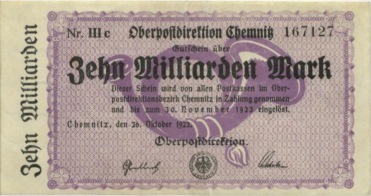 MG501.07 OPD Chemnitz 10 Milliarden Mark 1923 Nr. IIIc (3) 