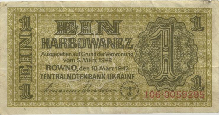 R.591: Besetzung Ukraine 1 Karbowanez 1942 2-stellig (1) 