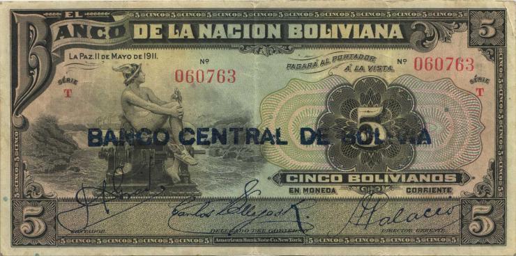 Bolivien / Bolivia P.113 5 Bolivianos (1929) (3+) U.3 
