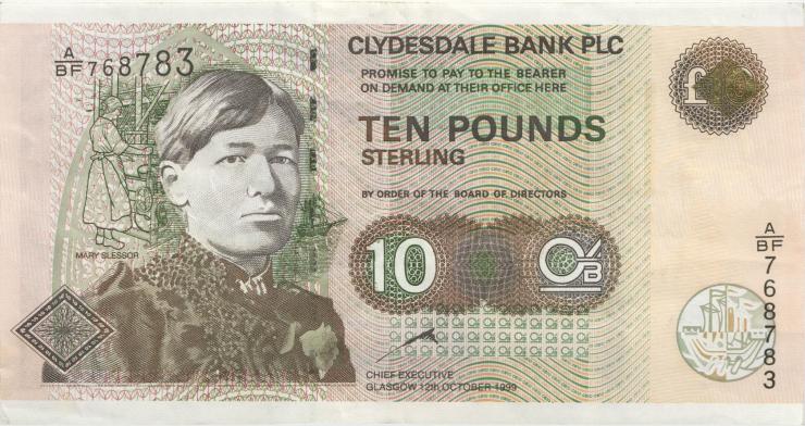 Schottland / Scotland P.226b 10 Pounds Sterling 1999 (3+) 