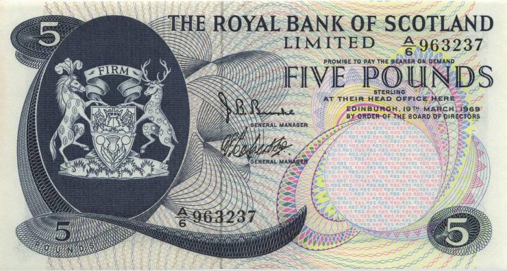 Schottland / Scotland P.330 5 Pounds 1969 (2+) 