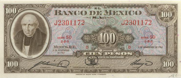 Mexiko / Mexico P.061a 100 Pesos 1961 (1) 