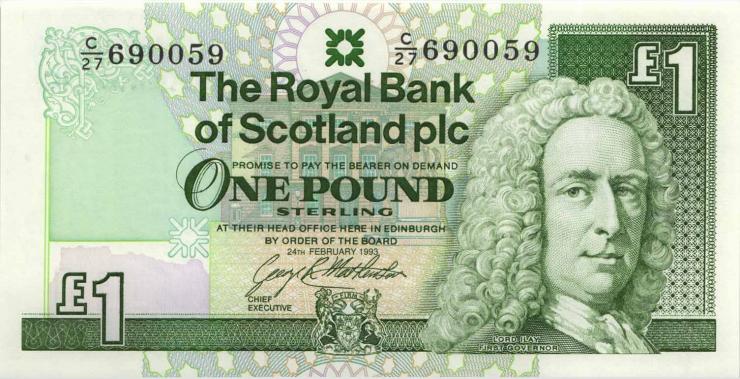 Schottland / Scotland P.351c 1 Pound 1993 (1) 