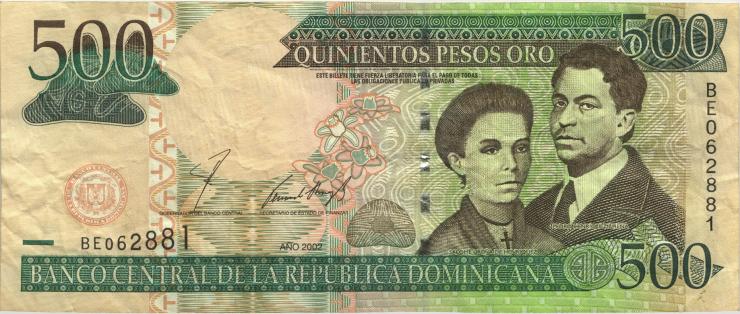 Dom. Republik/Dominican Republic P.172a  500 Pesos Oro 2002 (3) 