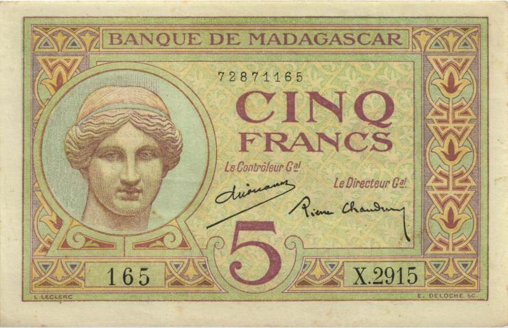 Madagaskar P.035 5 Francs (ca. 1937) (2) 