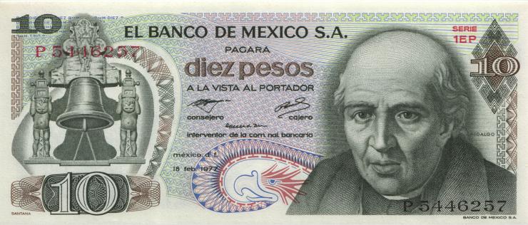 Mexiko / Mexico P.063i 10 Pesos 1977 (1) 