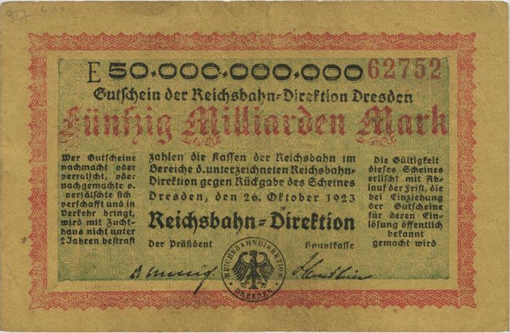 PS1178 Reichsbahn Dresden 50 Milliarden Mark 1923 (3) 