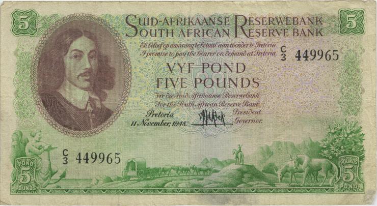 Südafrika / South Africa P.095 5 Pounds 11.11.1948 (Afrikaans) (3) 