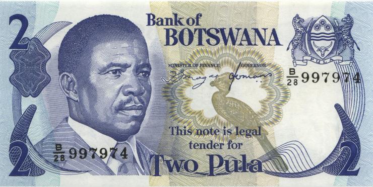 Botswana P.07d 2 Pula (1982) B/28 997974 (1) 