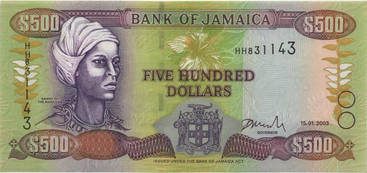 Jamaika / Jamaica P.081b 500 Dollars 2003 (1) 