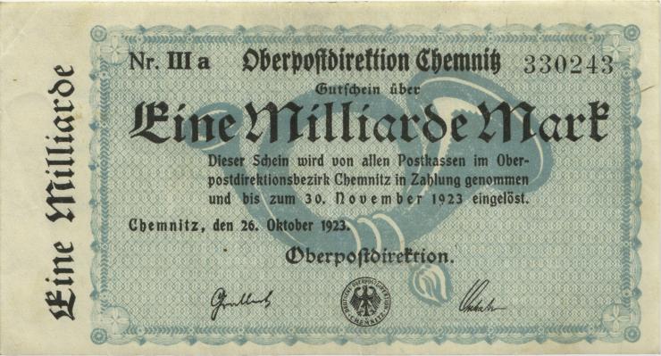 MG501.02 OPD Chemnitz 1 Milliarde Mark 1923 Nr. IIIa (2) 