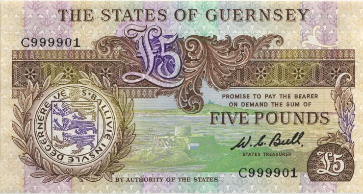 Guernsey P.49a 5 Pounds (1980-89) C999901 (1) 