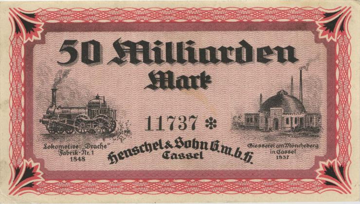 Notgeld Henschel & Sohn 50 Milliarden Mark 1923 (1) 
