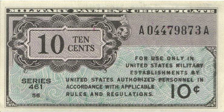 USA / United States P.M02 10 Cents (1946) Serie 461 (3) 