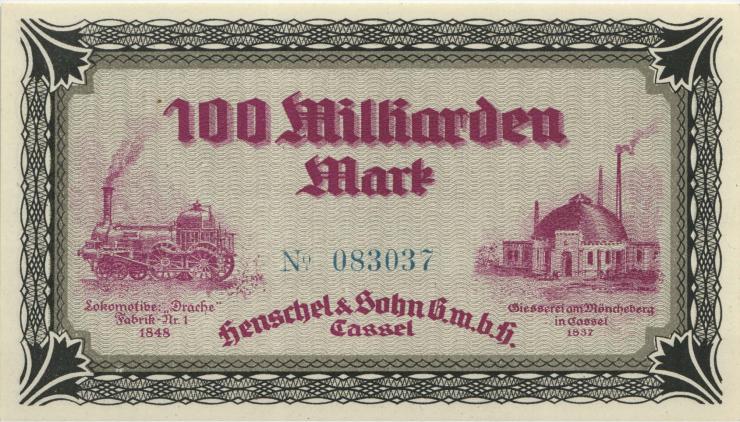Notgeld Henschel & Sohn 100 Milliarden Mark 1923 (1) 