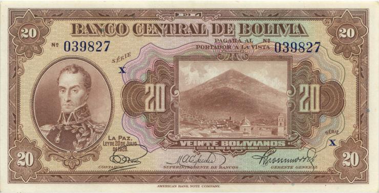 Bolivien / Bolivia P.122a 20 Boliviano 1928 (2+) 