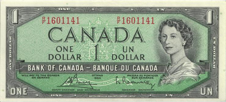 Canada P.075c 1 Dollars 1954 (1972-73) (1) 