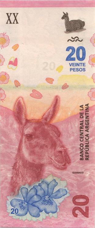 Argentinien / Argentina P.361 20 Pesos (2017) Serie B (1) 