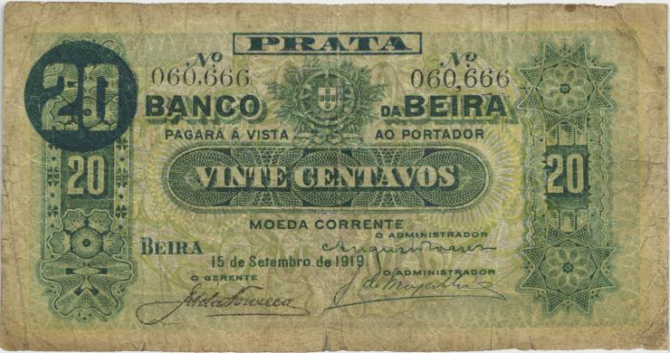 Mozambique P.R02 20 Centavos 1919 - Banco da Beira (4) 
