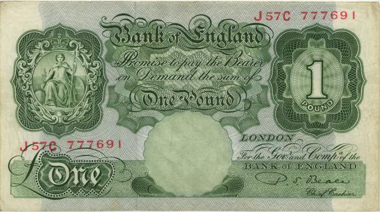 Großbritannien / Great Britain P.369b 1 Pound (1949-55) (3) 
