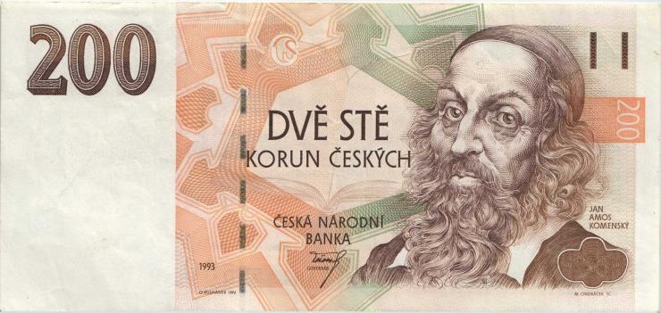 Tschechien / Czech Republic P.06b 200 Kronen 1993 (3+) 