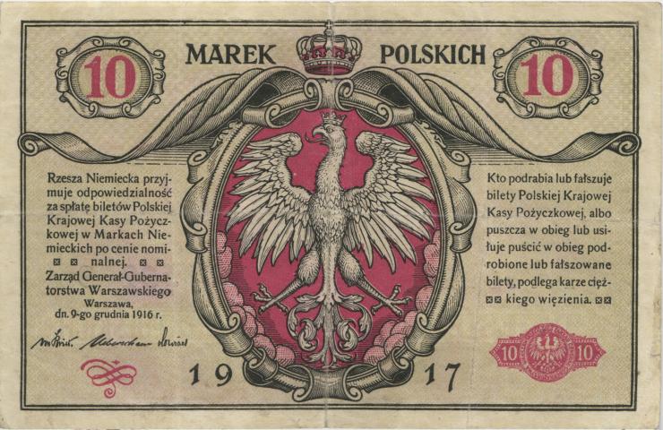 R.453: Besetzung Polen 10 Marek 1917 (3) "General-" 