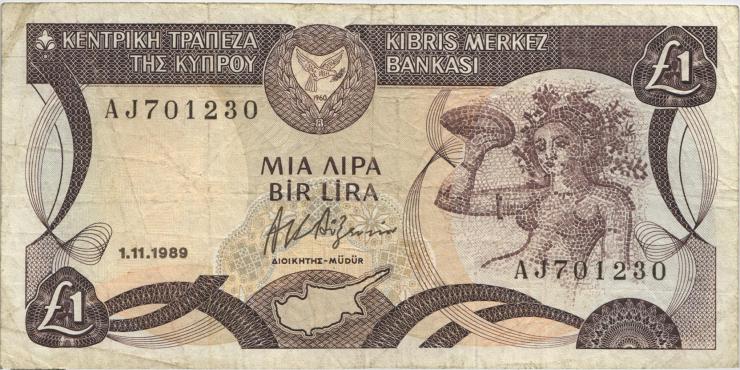 Zypern / Cyprus P.53a 1 Pounds 1.11.1989 (3) 