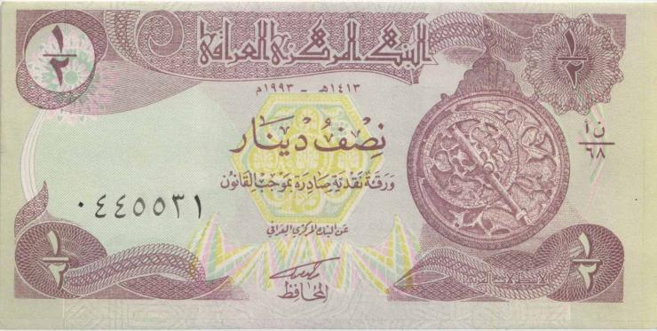 Irak / Iraq P.078b 1/2 Dinar 1993 (1) 