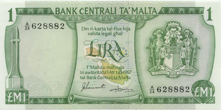 Malta P.31f 1 Lira 1967 (1973) (1) 