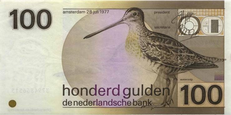 Niederlande / Netherlands P.097 100 Gulden 1977 (1981) (2+) 