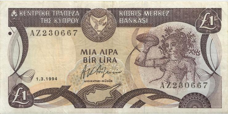 Zypern / Cyprus P.53c 1 Pounds 1.3.1994 (3) 
