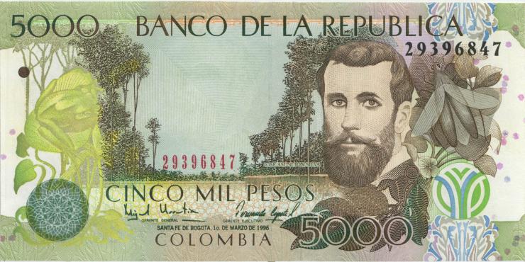 Kolumbien / Colombia P.441 5.000 Pesos 1996 (1) 