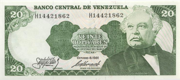 Venezuela P.063a 20 Bolivares 1981 (1) 
