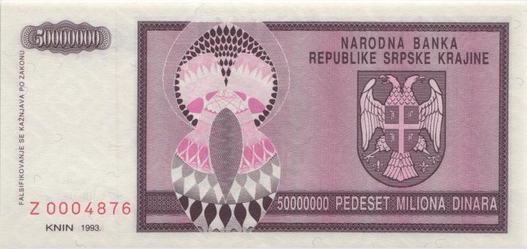 Kroatien Serb. Krajina / Croatia P.R14r 50 Mio Dinara 1993 Z (1) 