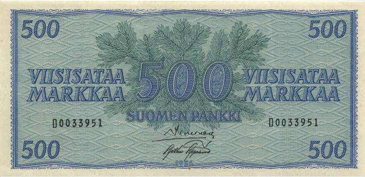 Finnland / Finland P.096 500 Markkaa 1956 (3+) 