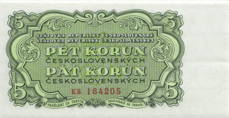 Tschechoslowakei / Czechoslovakia P.080b 5 Kronen 1953 (1) 