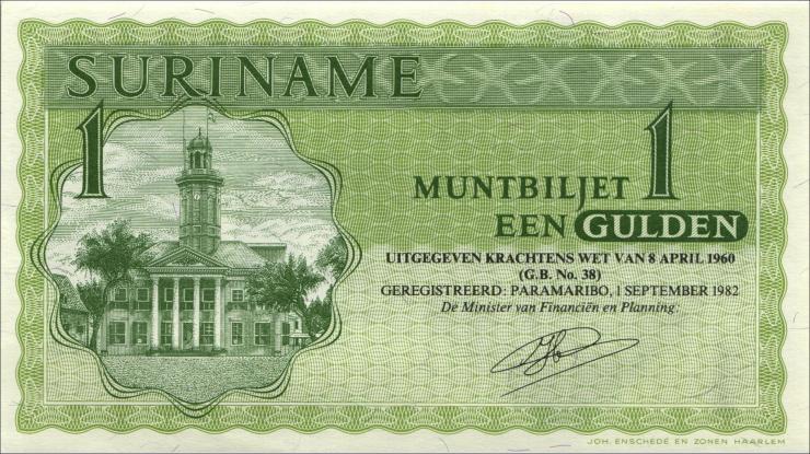 Surinam / Suriname P.116f 1 Gulden 1982 (1) 