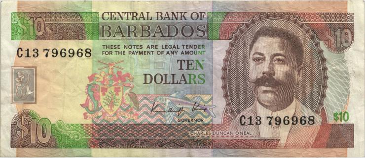Barbados P.38 10 Dollars (1988) (3) 