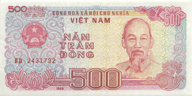 Vietnam / Viet Nam P.101a 500 Dong 1988 (1) 