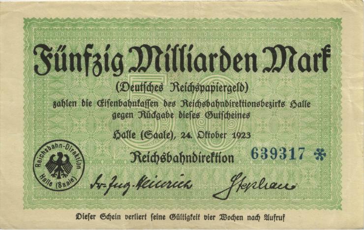 PS1247 Reichsbahn Halle 50 Milliarden Mark 1923 (2) 