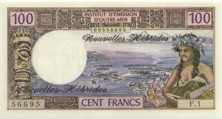 Neue Hebriden / New Hebrides P.18b 100 Francs (1972) (1) 