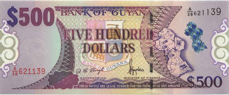 Guyana P.34a 500 Dollars (2000) (1) 