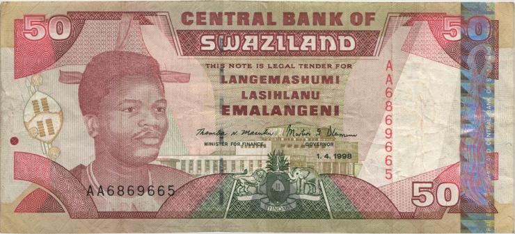 Swasiland / Swaziland P.26b 50 Emalangeni 1998 (3) 