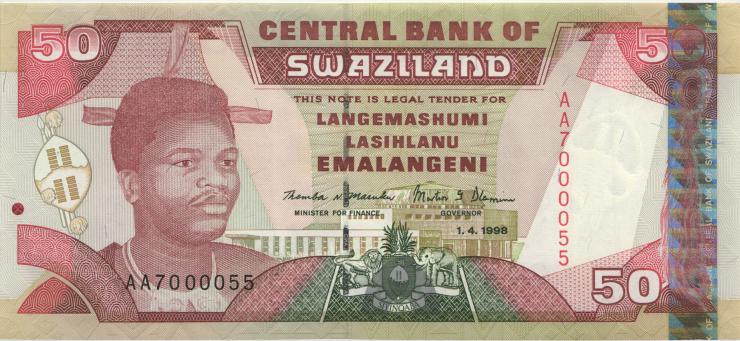 Swasiland / Swaziland P.26b 50 Emalangeni 1998 (1) AA7000055 