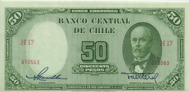 Chile P.112 50 Pesos = 5 Condores (1947-1958) (1-) 