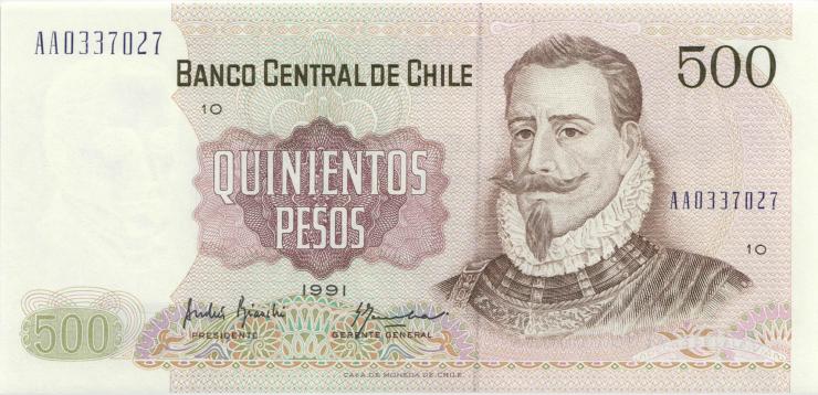 Chile P.153b 500 Pesos 1991 (1) 
